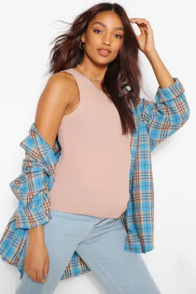 Maternity Brushed Oversized Flannel Shirt