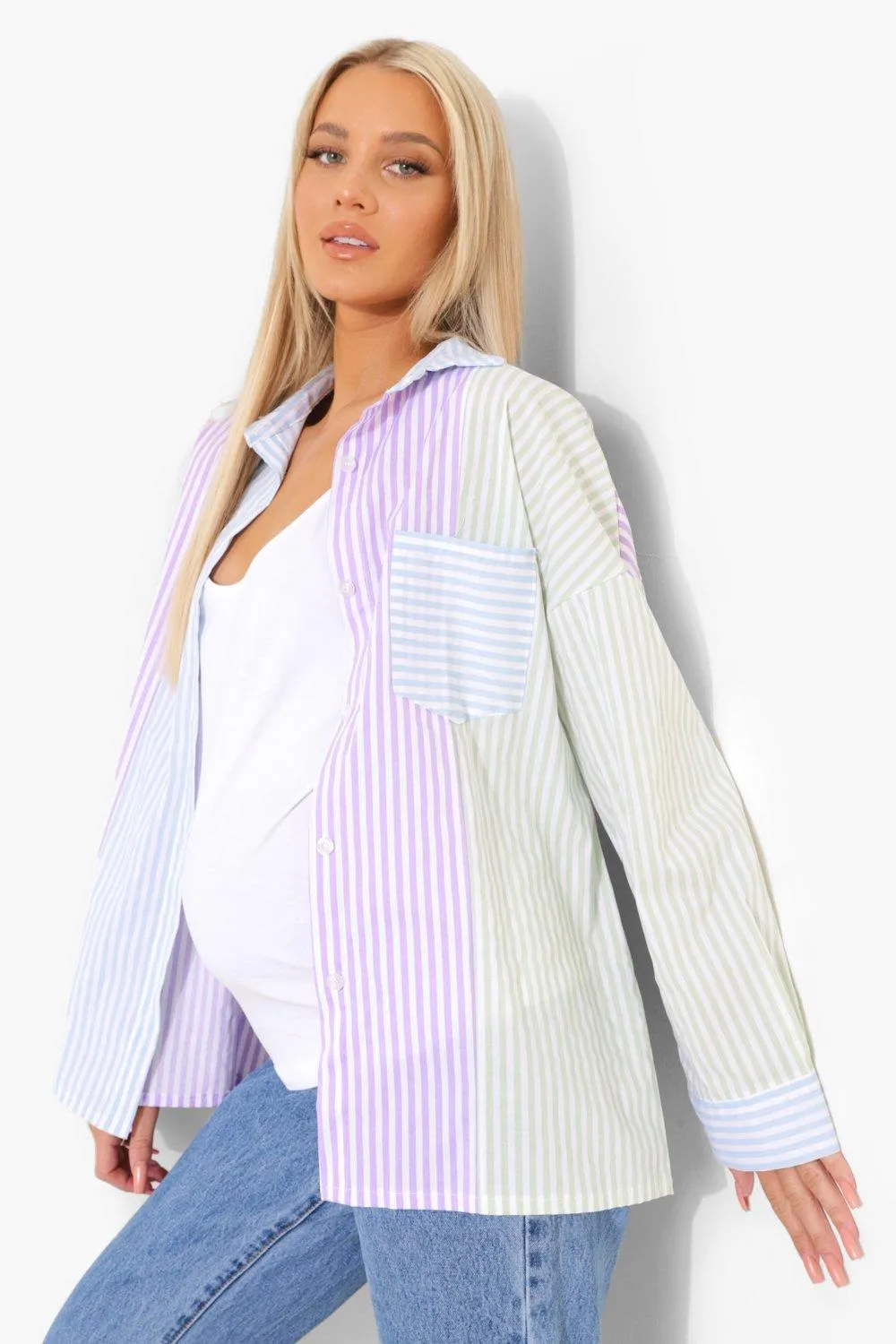 Maternity Cotton Multi Stripe Shirt