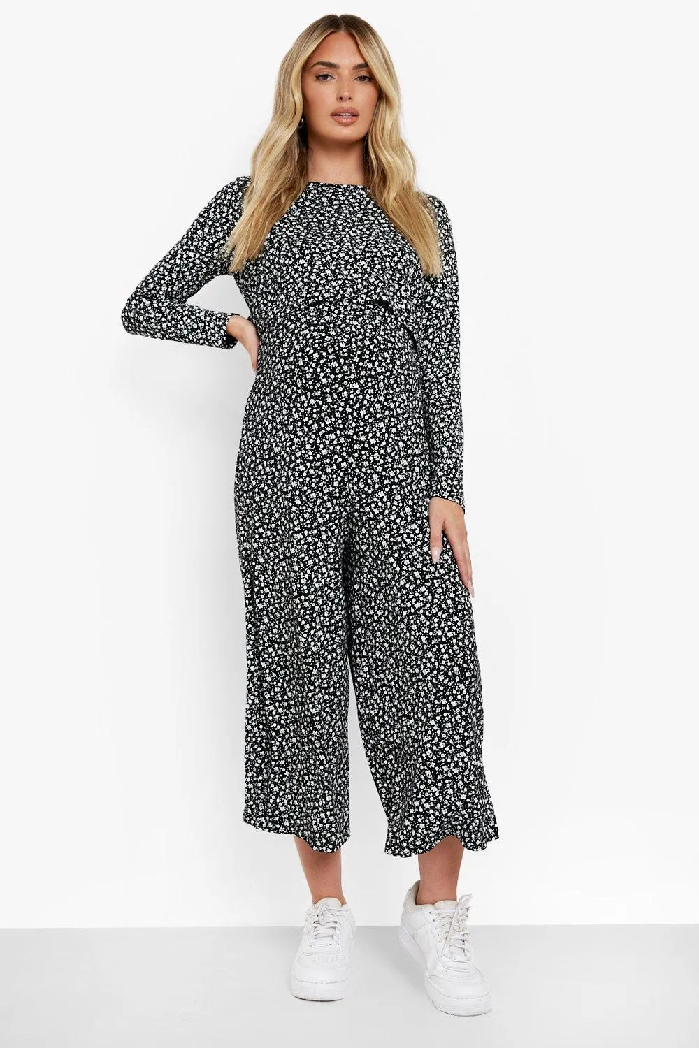 Maternity Ditsy Nursing Culotte Jumpsuit