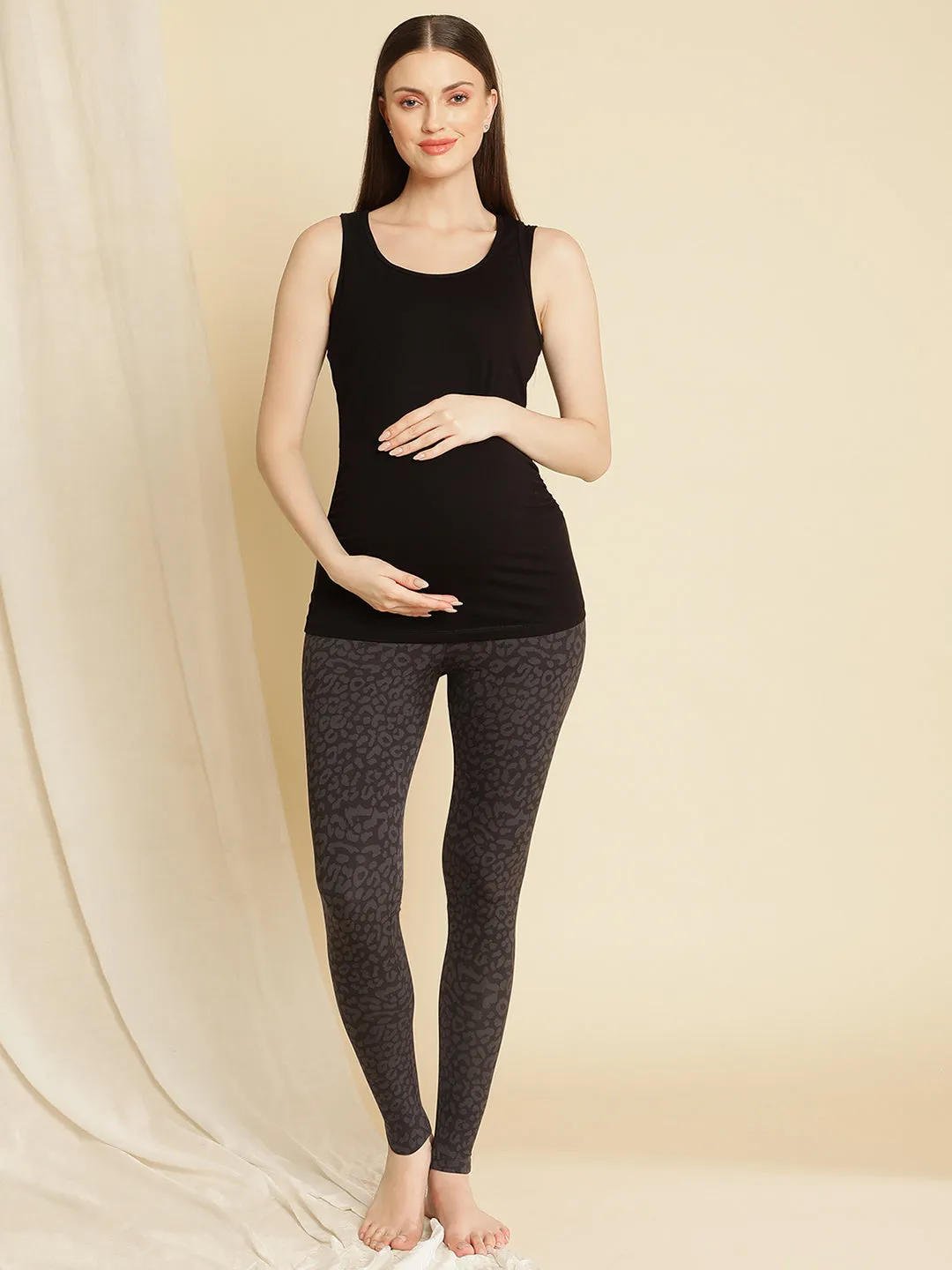 Maternity Grey Printed Leggings