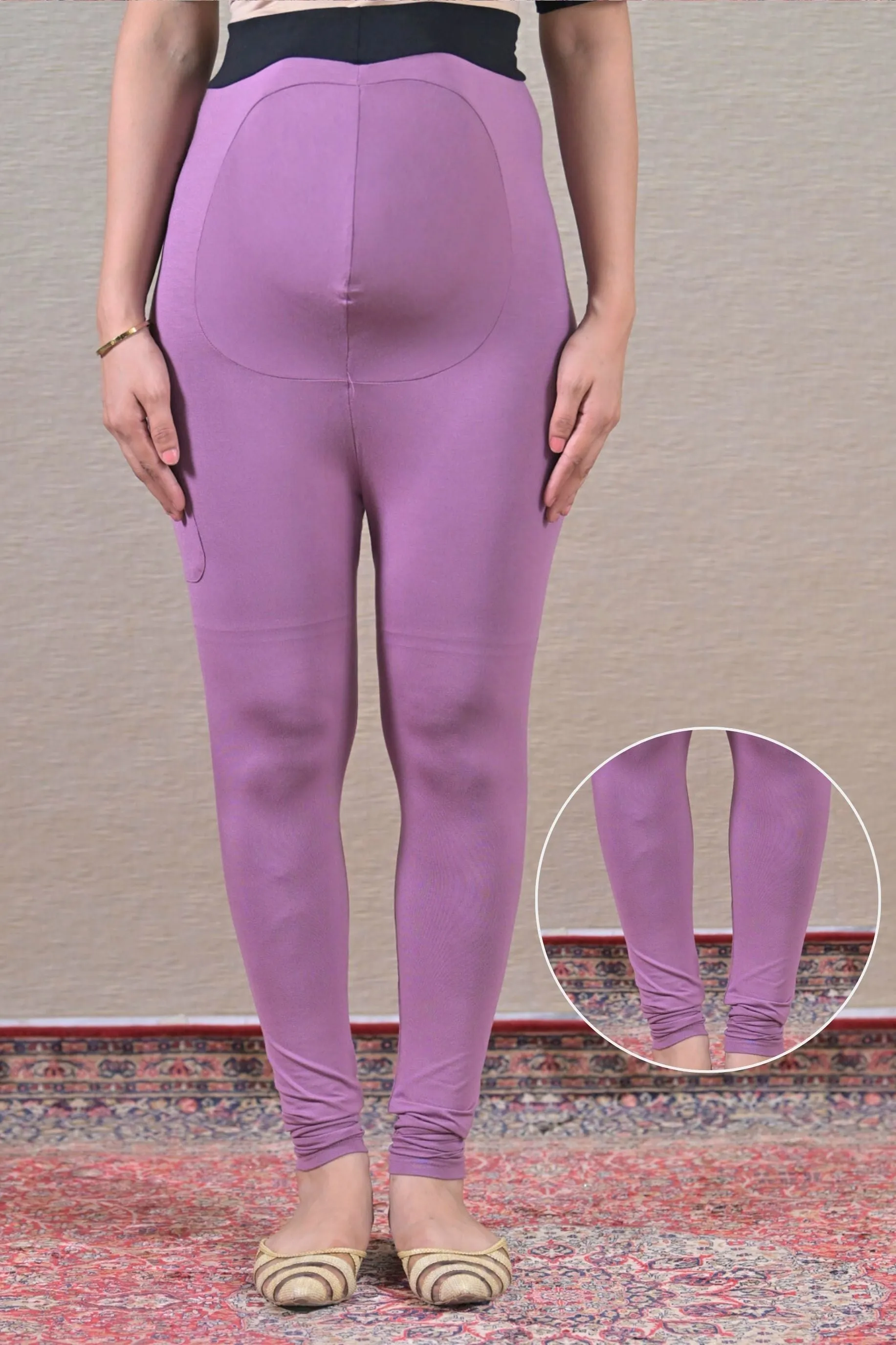 Mauve Over The Bump Leggings (BAMBOO LYCRA - FITTED)