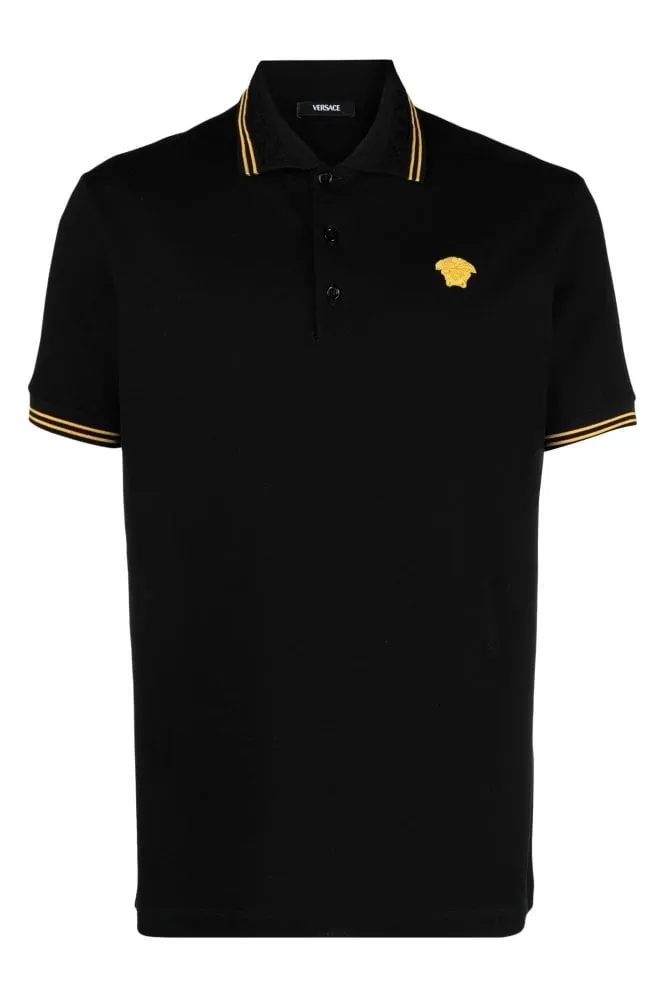 Medusa Piquet Polo Shirt Black