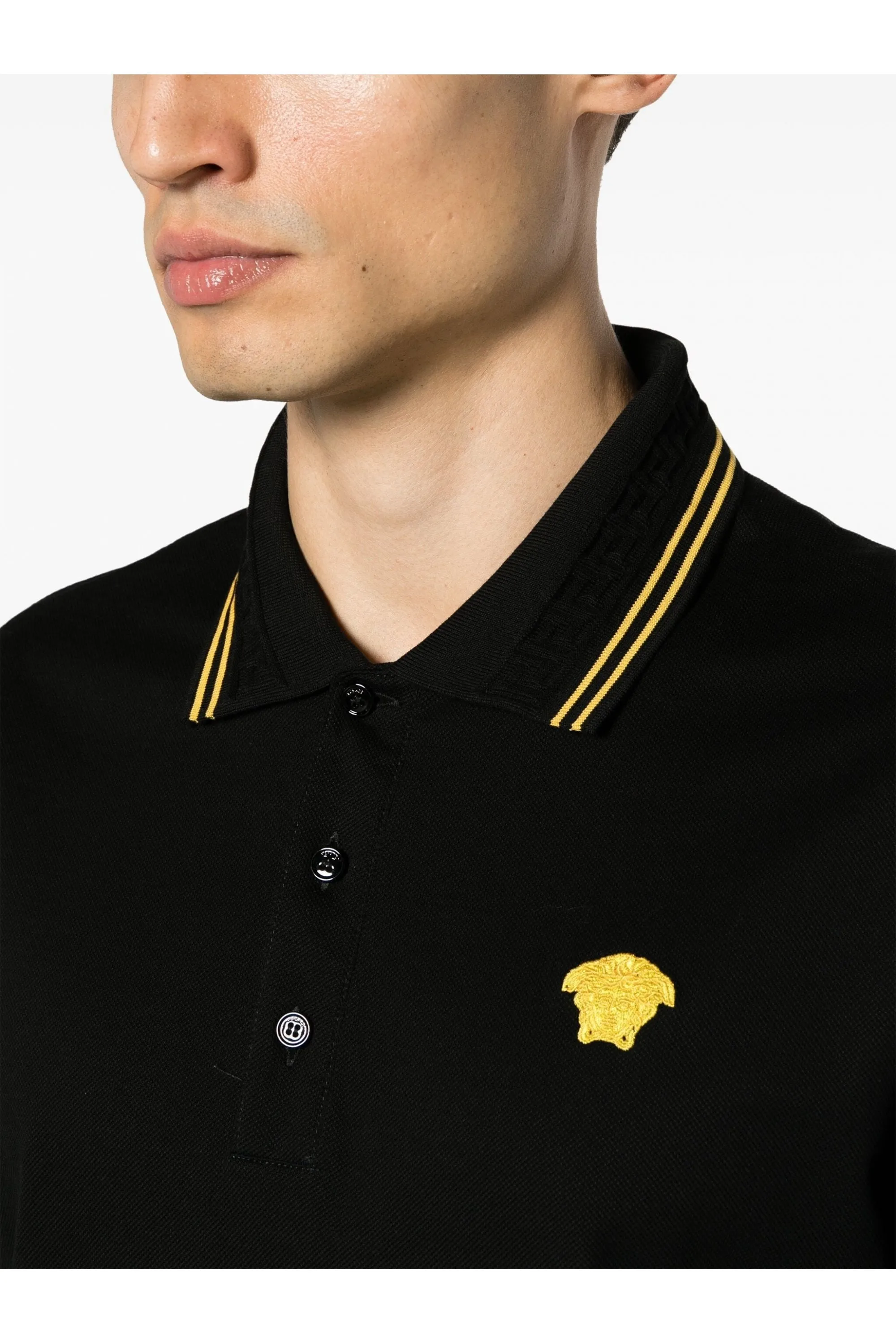 Medusa Piquet Polo Shirt Black