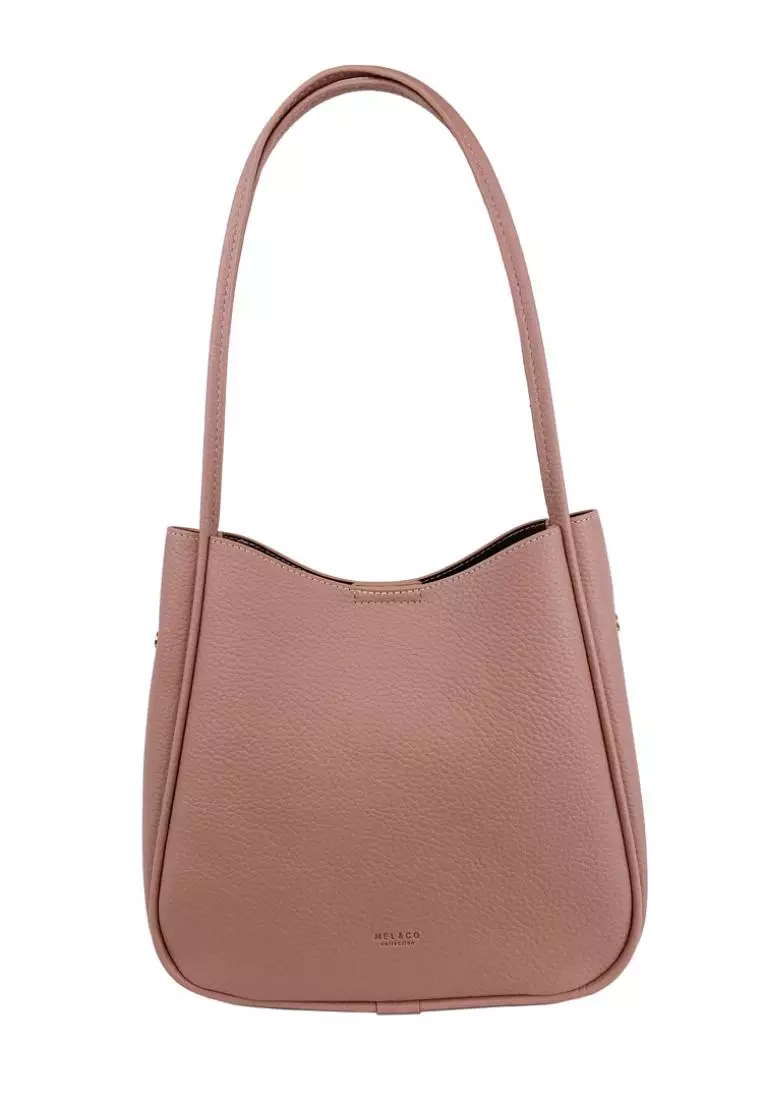 Mel&Co Pebbled Double Handle Shoulder Bag