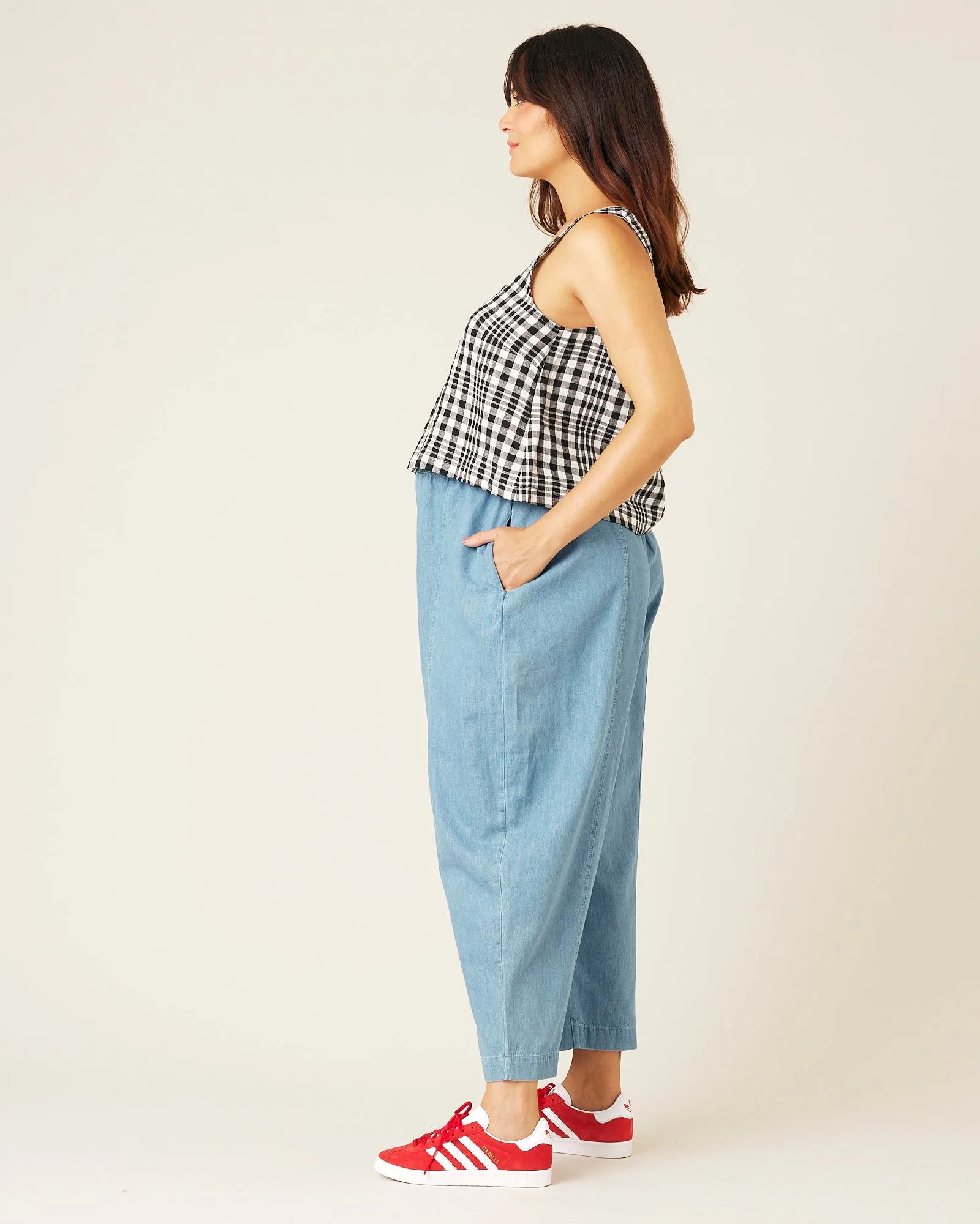 Mia Light Wash Denim Chambray Trousers