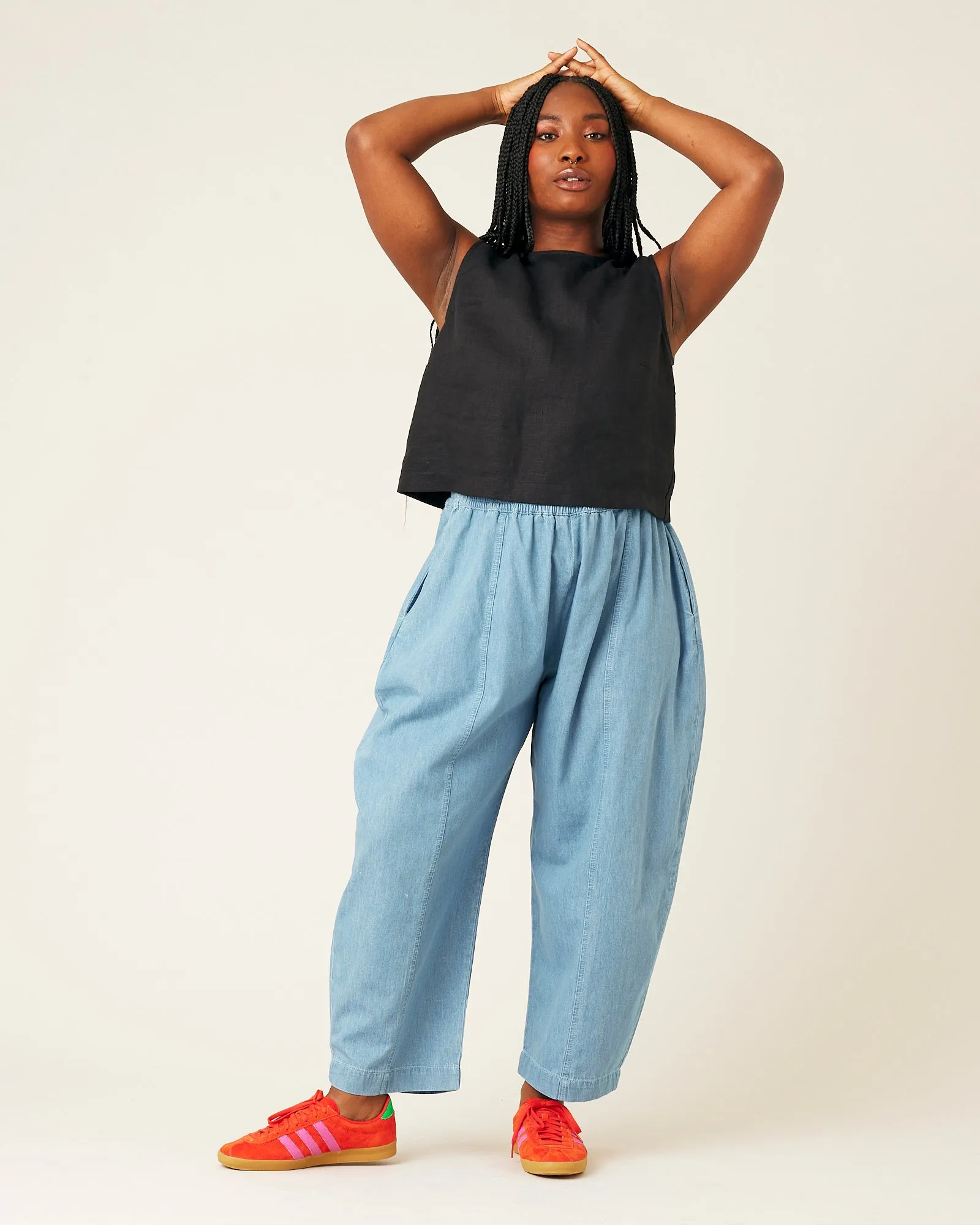 Mia Light Wash Denim Chambray Trousers