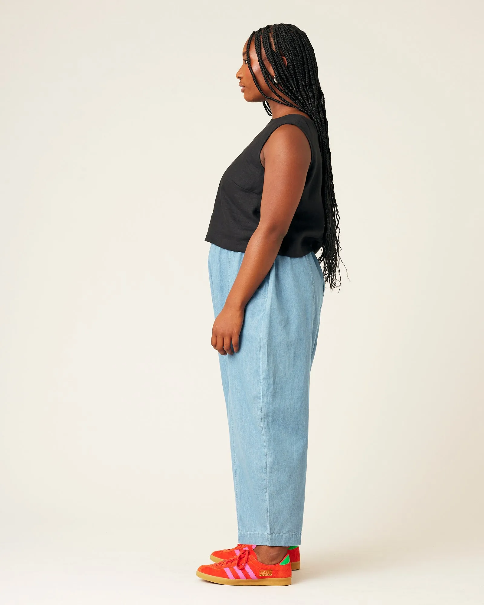 Mia Light Wash Denim Chambray Trousers