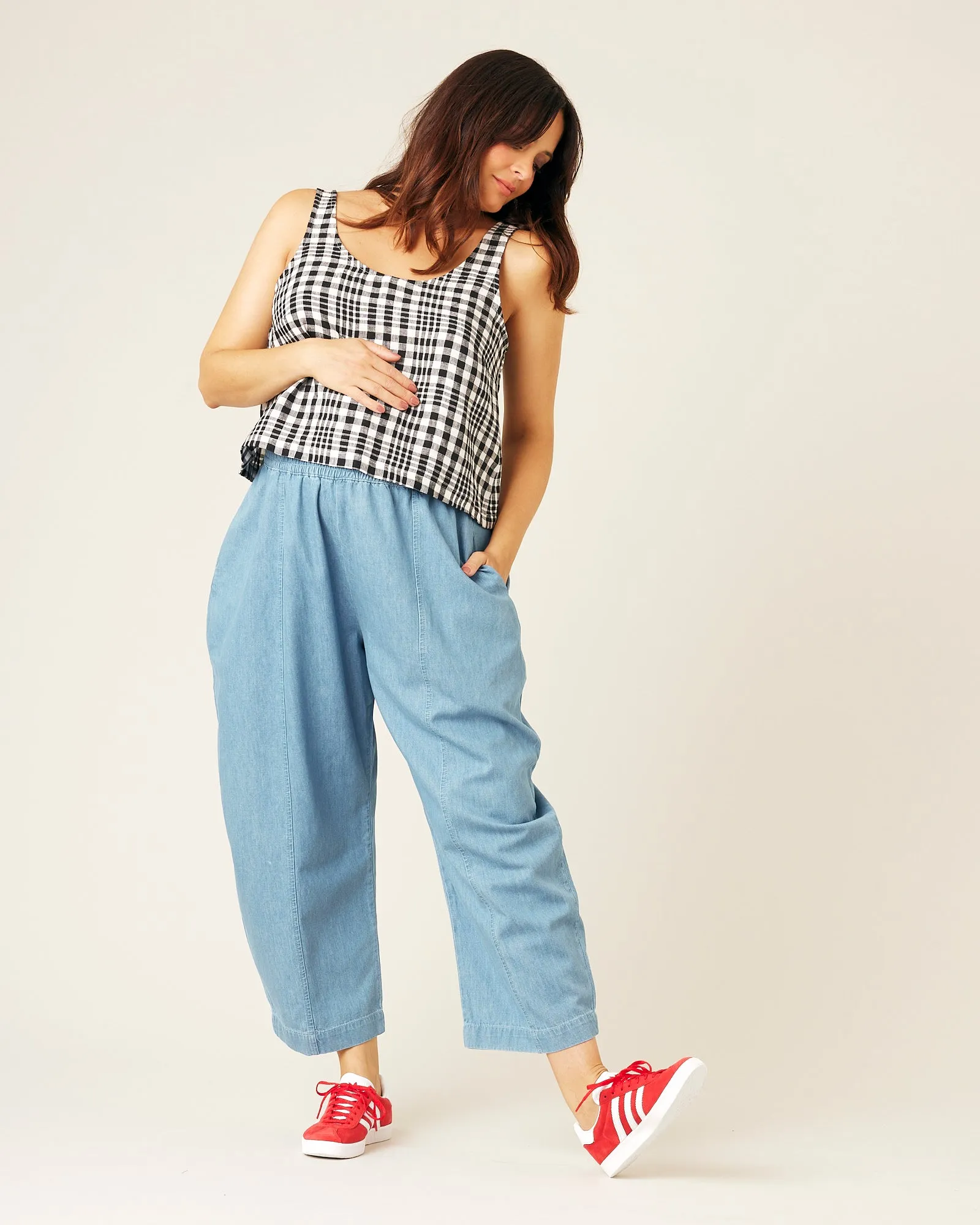 Mia Light Wash Denim Chambray Trousers