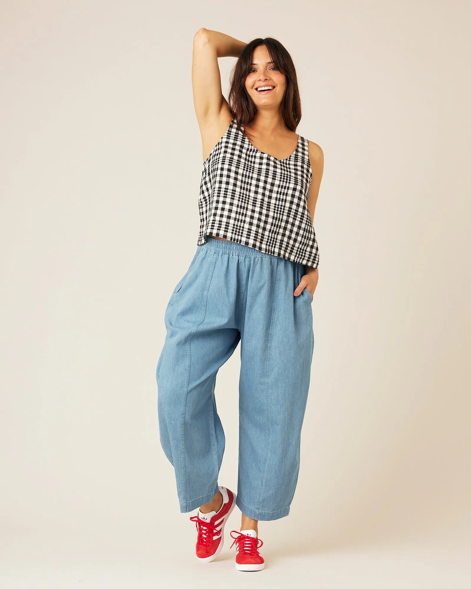 Mia Light Wash Denim Chambray Trousers