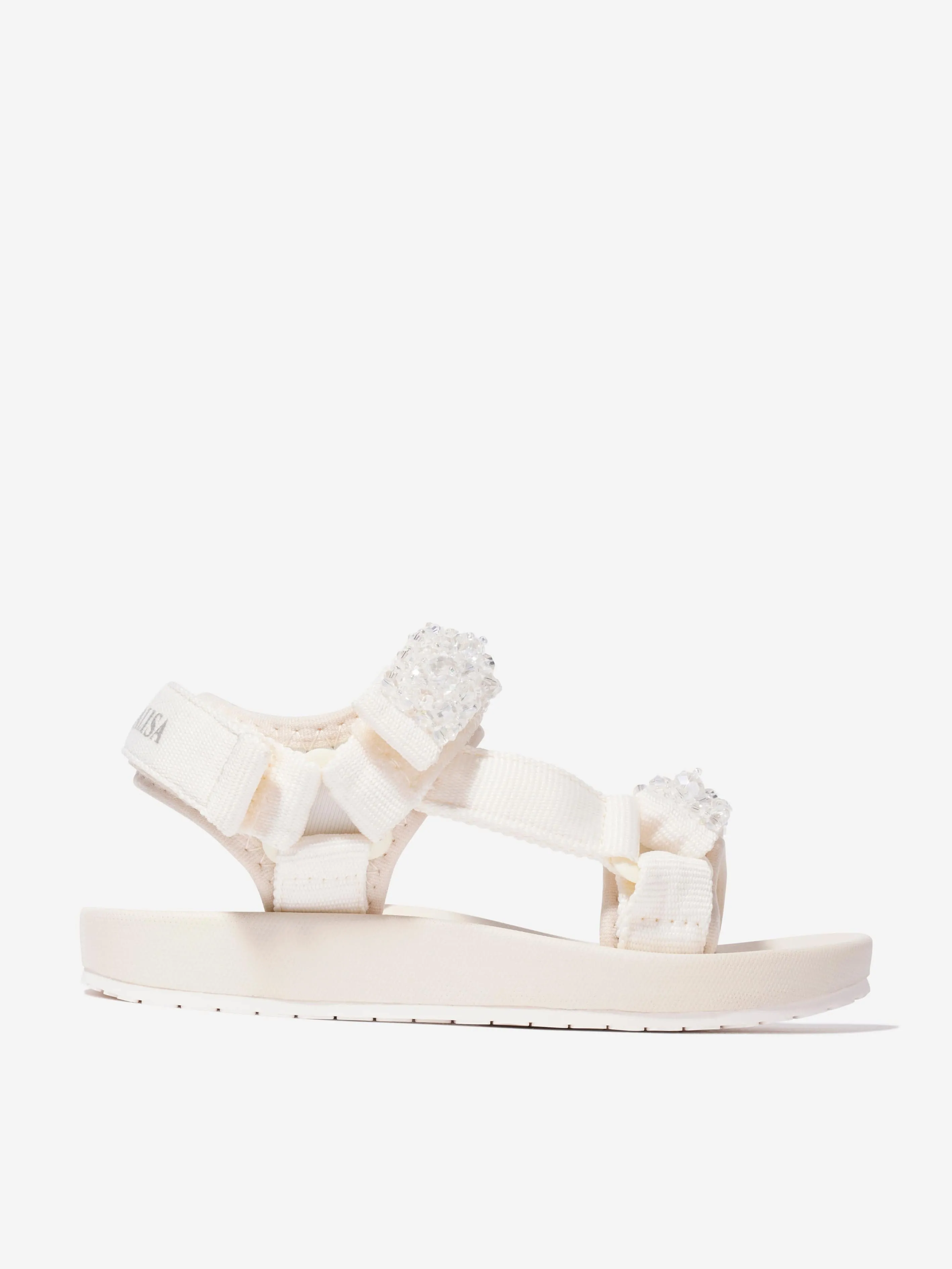 Monnalisa - Girls Soft Embellished Sandals In Cream | Childsplay Clothing