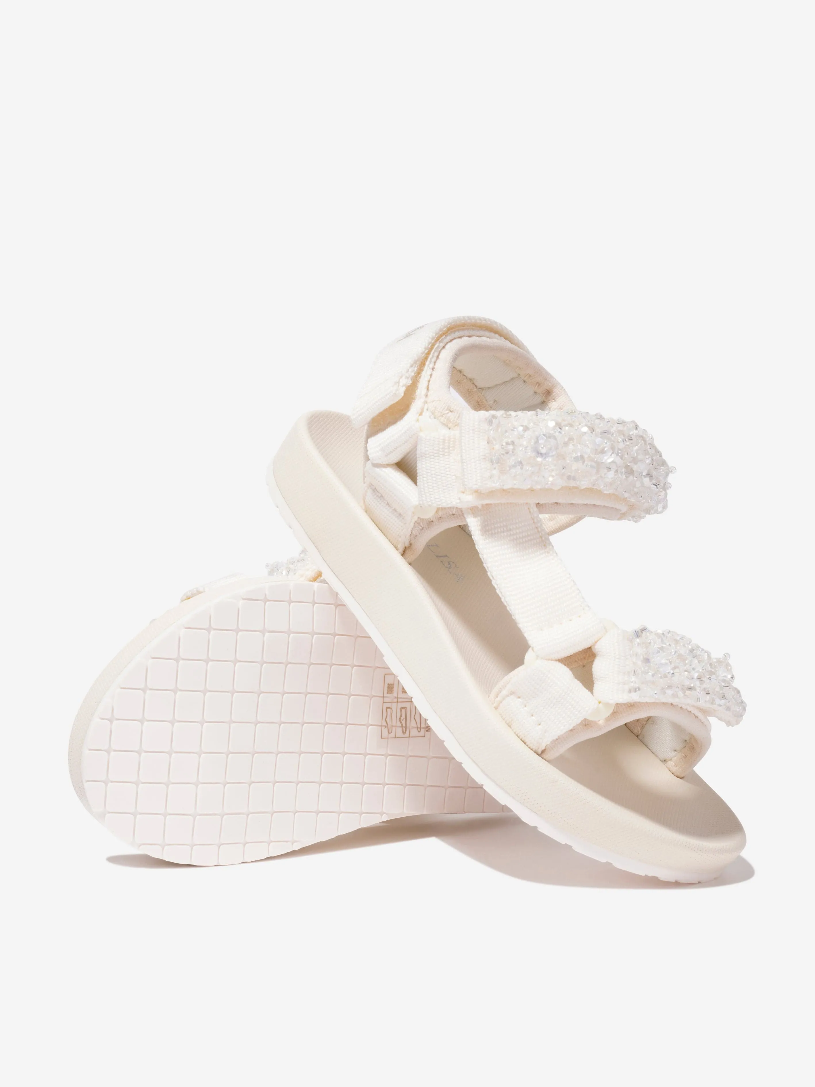 Monnalisa - Girls Soft Embellished Sandals In Cream | Childsplay Clothing