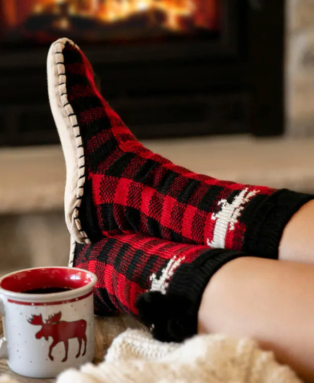 Moose Plaid Adult Mukluk Slipper