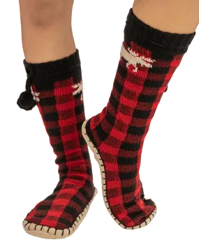 Moose Plaid Adult Mukluk Slipper