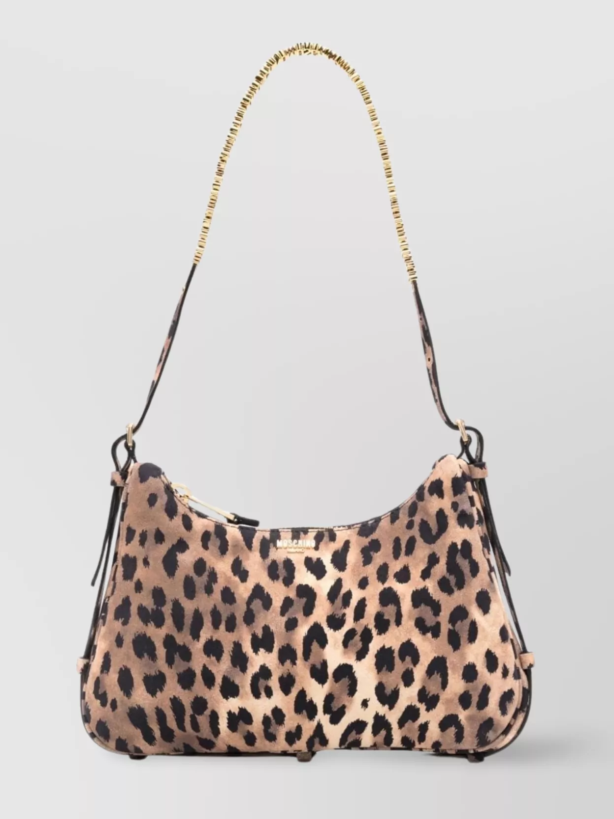 Moschino   Calf suede leopard print shoulder bag