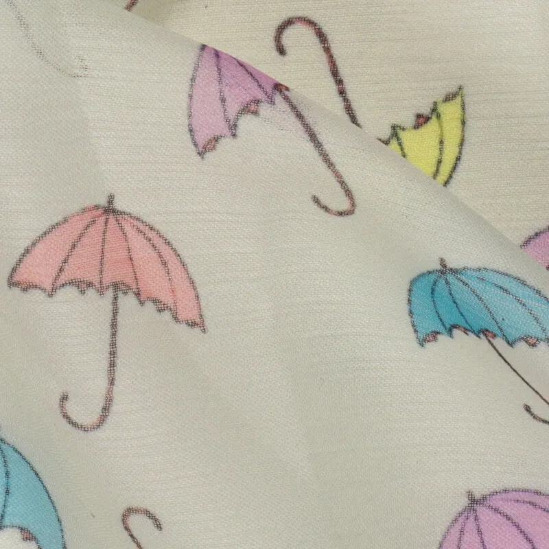 Multicolor Umbrella Pattern Digital Print Chiffon Fabric