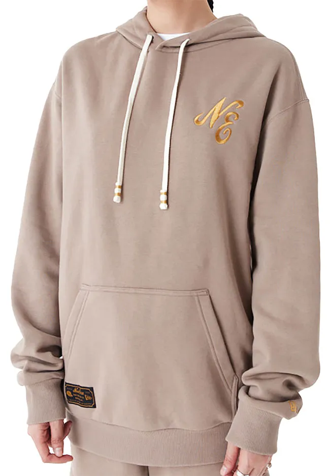 New Era Mens Script Logo Oversized Hoodie Brown