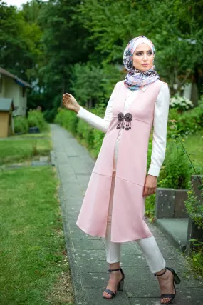 Ottoman-Style Long Vest | Pudra Color