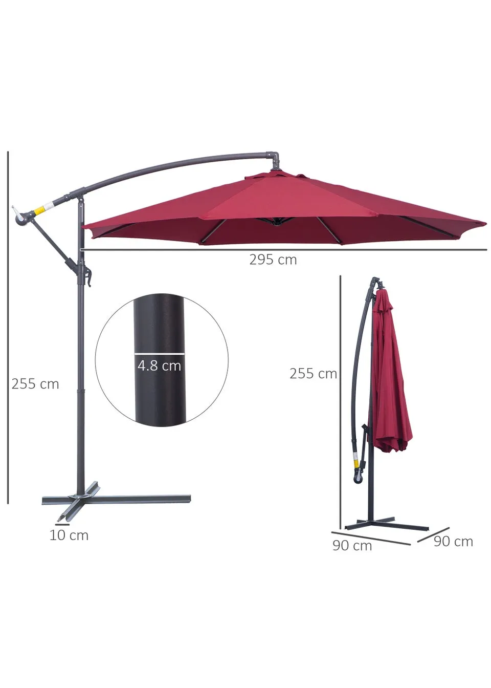 Outsunny Garden Banana Parasol Cantilever Umbrella (3m)