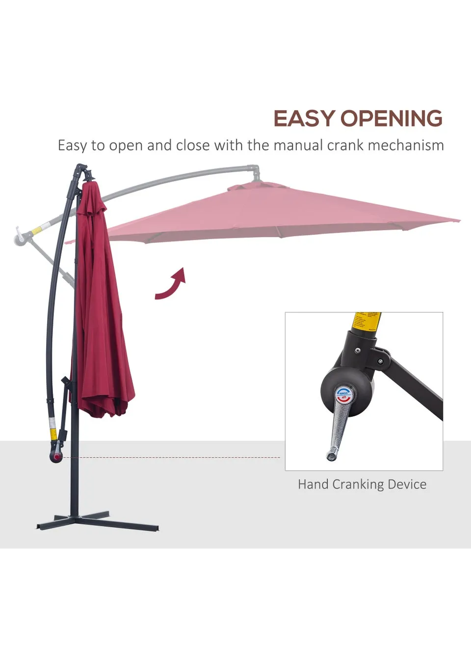 Outsunny Garden Banana Parasol Cantilever Umbrella (3m)