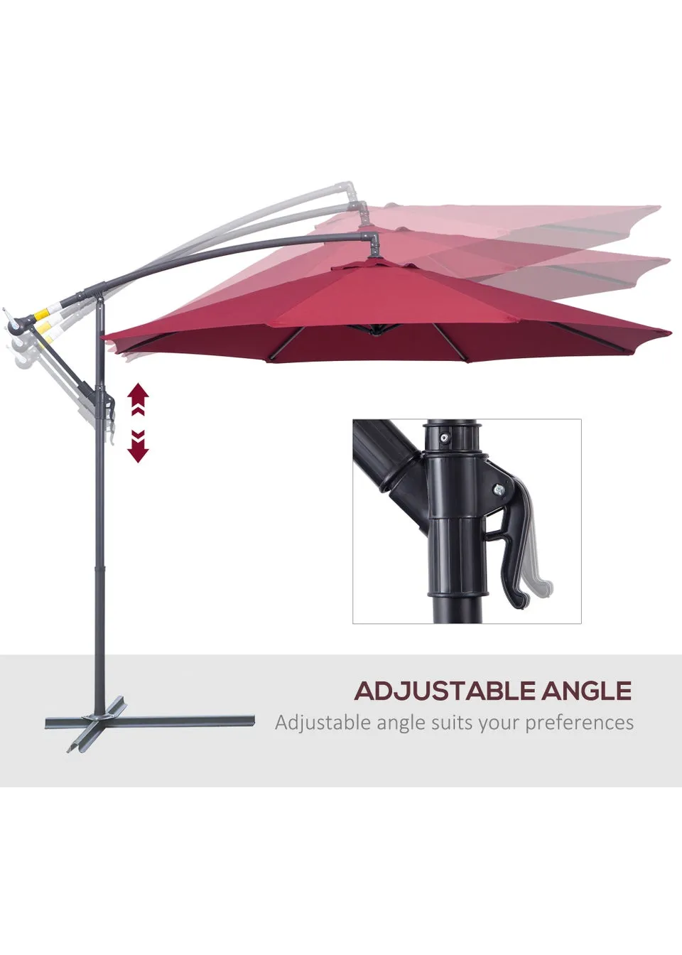 Outsunny Garden Banana Parasol Cantilever Umbrella (3m)