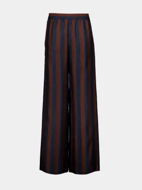 Pequin Stripes Silk Wide-Leg Trousers