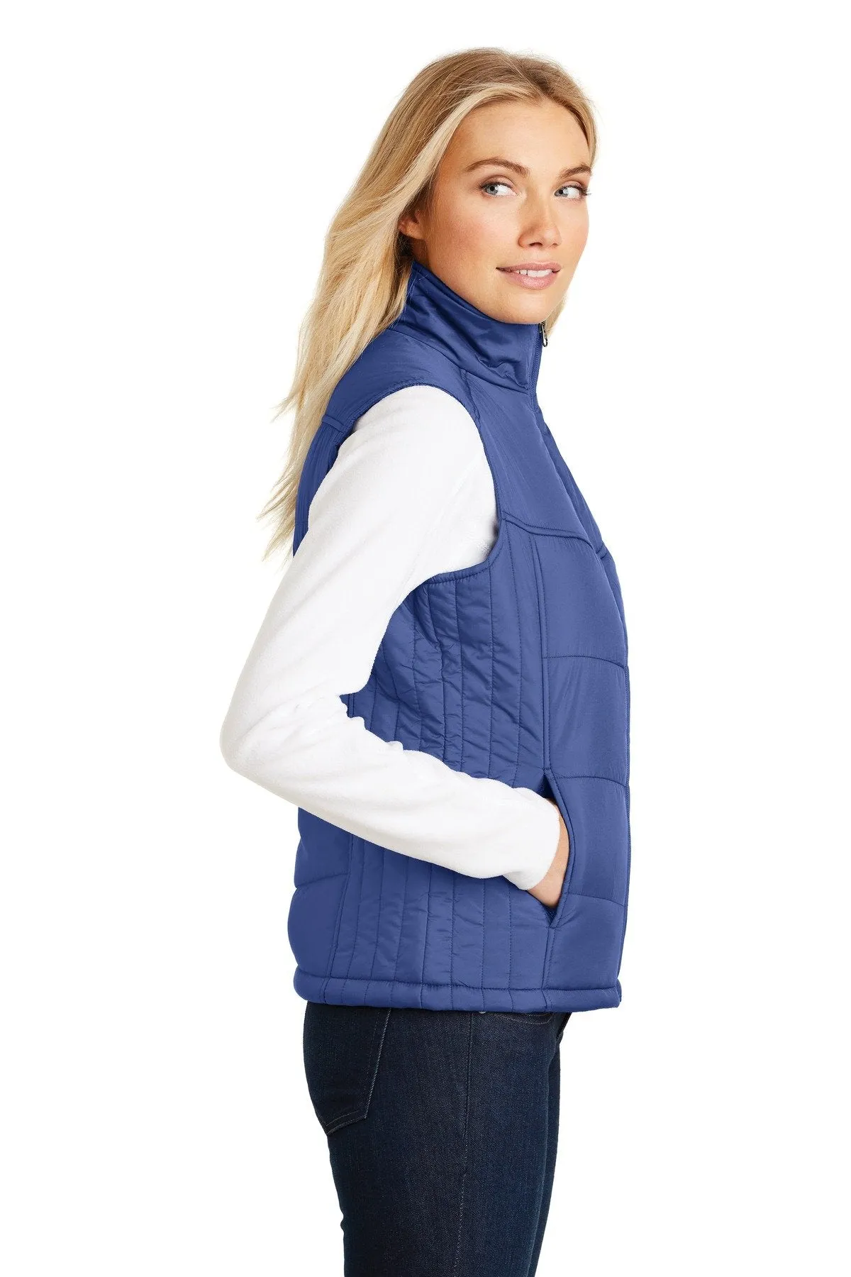 Port Authority Ladies Puffy Vest L709 Mediterranean Blue/Black