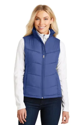 Port Authority Ladies Puffy Vest L709 Mediterranean Blue/Black