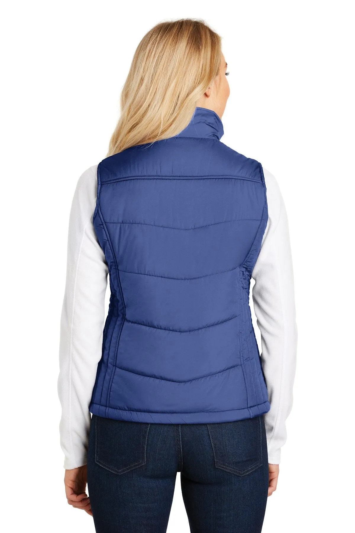 Port Authority Ladies Puffy Vest L709 Mediterranean Blue/Black