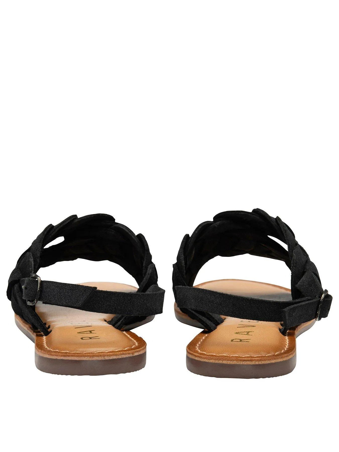 Ravel Perran Woven Front Leather Flat Sandals - Black