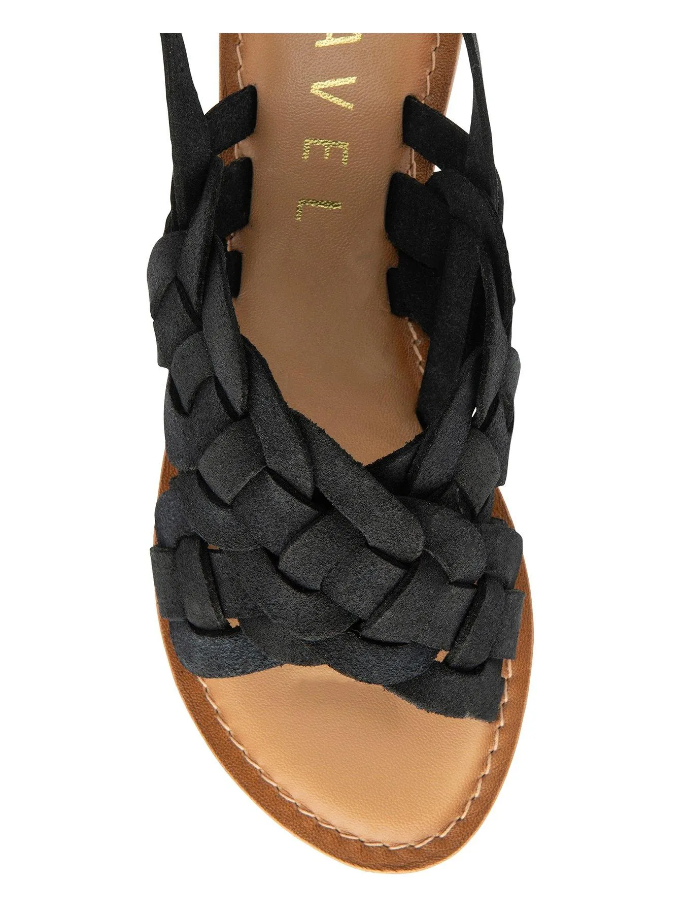 Ravel Perran Woven Front Leather Flat Sandals - Black