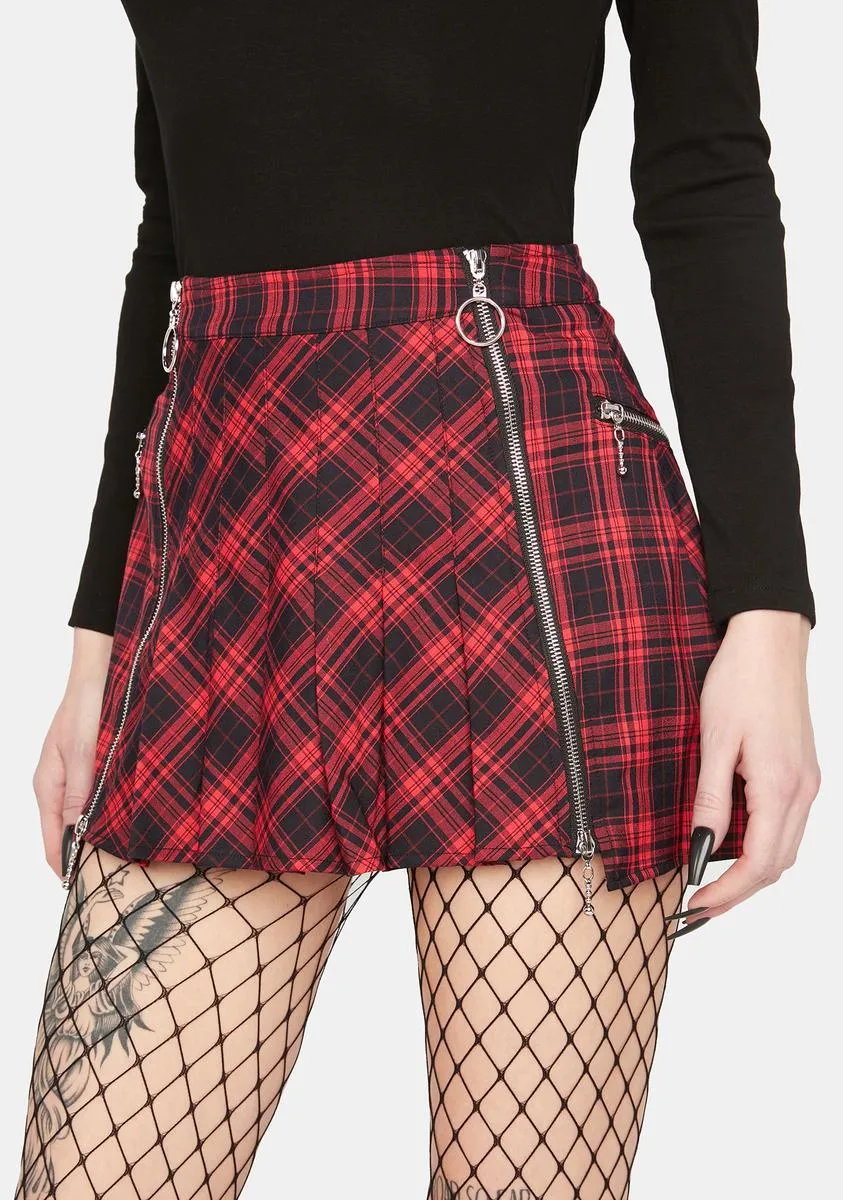 Red Plaid Mini Skirt-