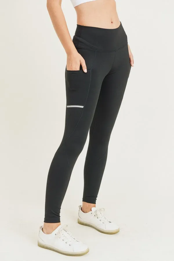 Reflective Stripe Leggings with Pockets