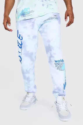 Regular Man Graffiti Tie Dye Joggers | boohooMAN UK