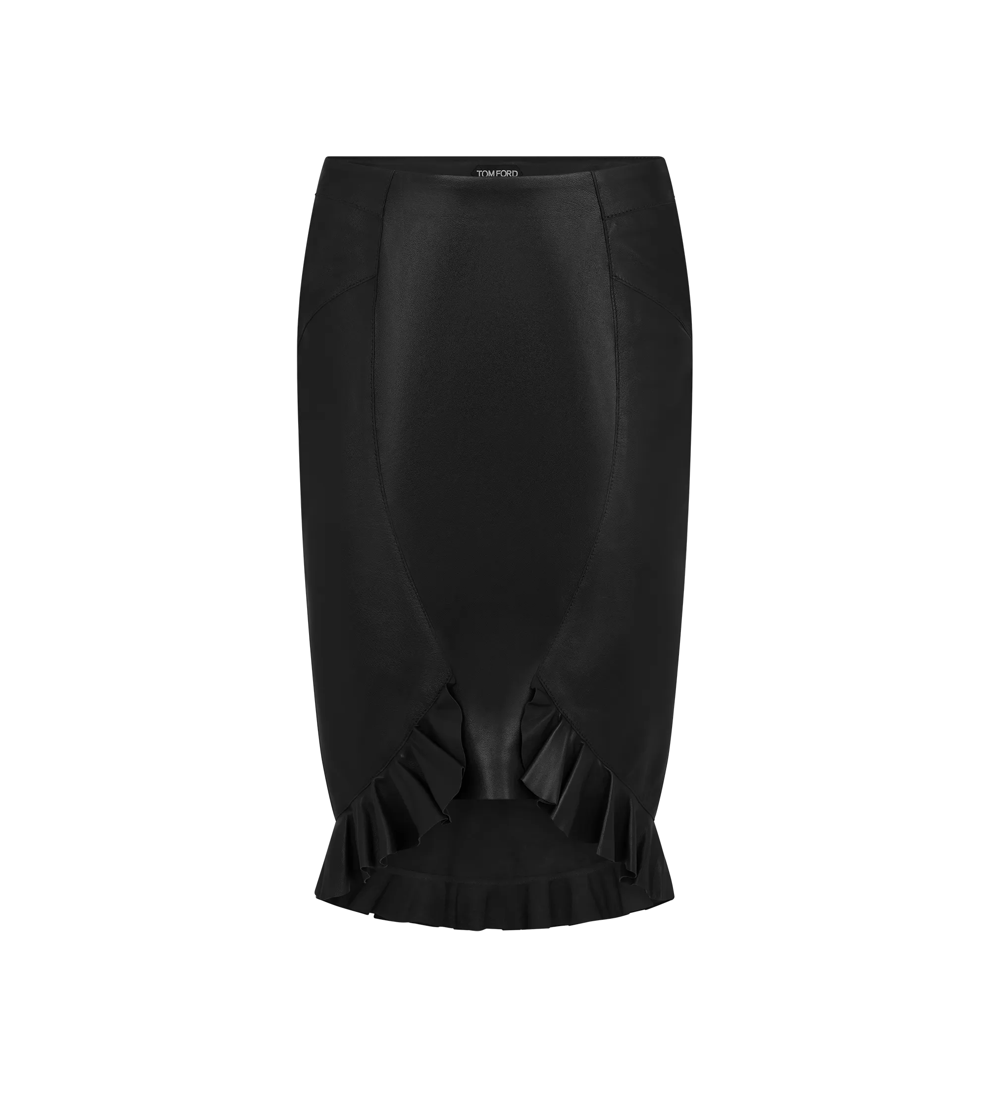 RUFFLED HEM LEATHER SKIRT