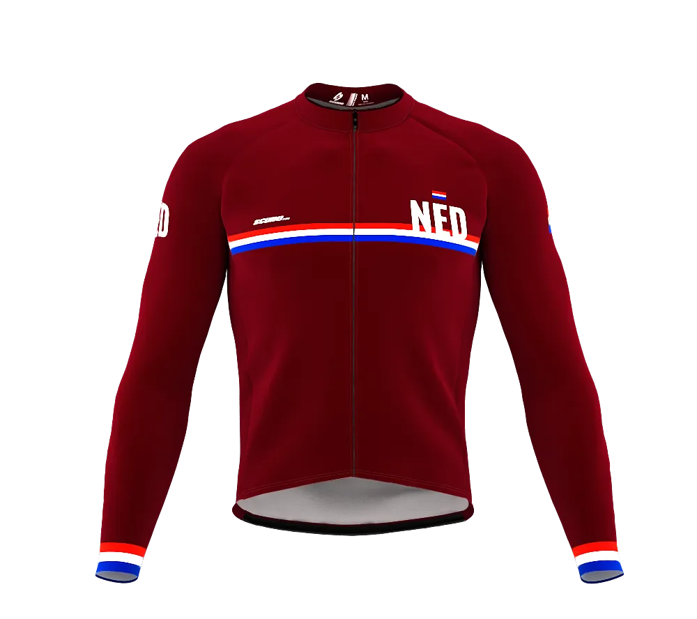 ScudoPro Pro Thermal Long Sleeve Cycling Jersey Country CODE Netherlands Vine | Men and Women