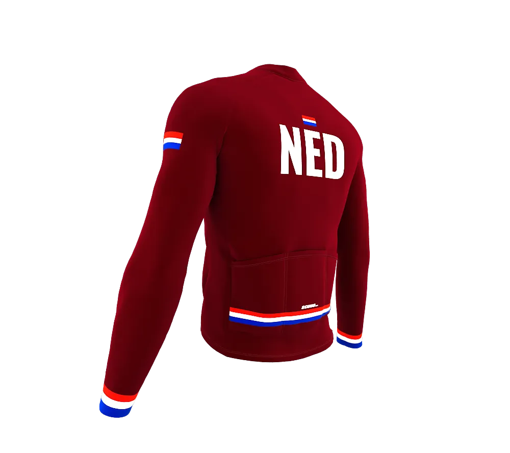 ScudoPro Pro Thermal Long Sleeve Cycling Jersey Country CODE Netherlands Vine | Men and Women