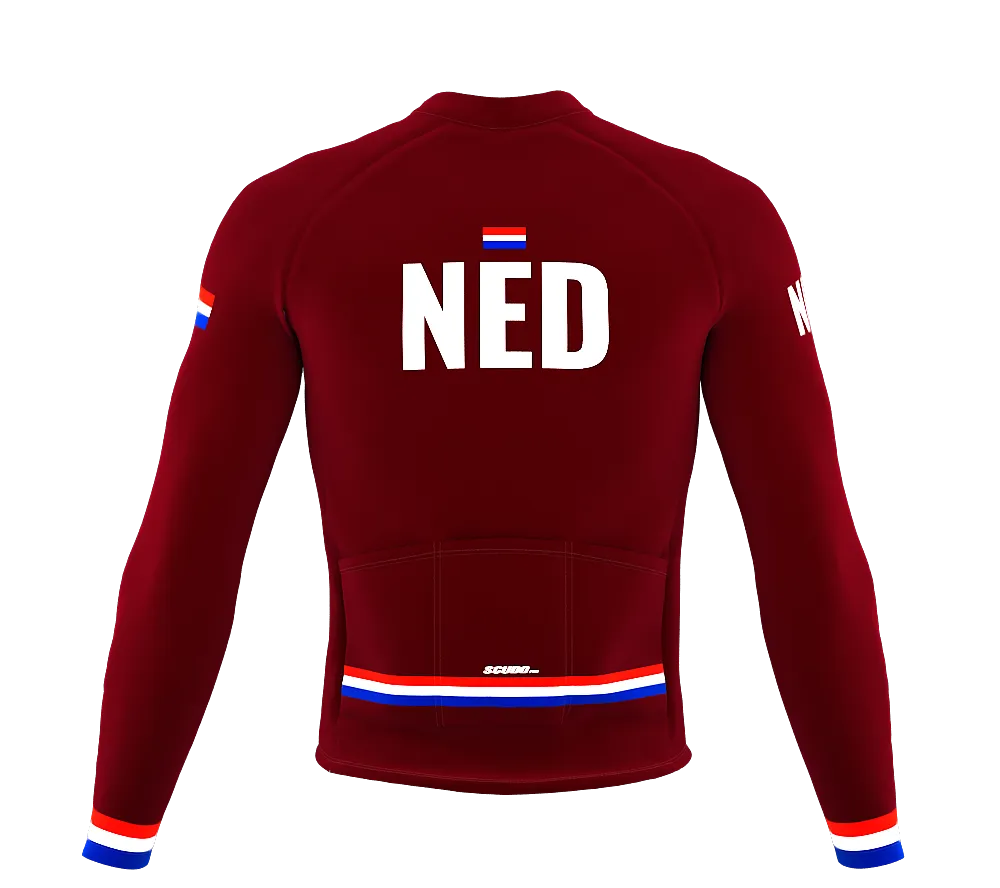 ScudoPro Pro Thermal Long Sleeve Cycling Jersey Country CODE Netherlands Vine | Men and Women