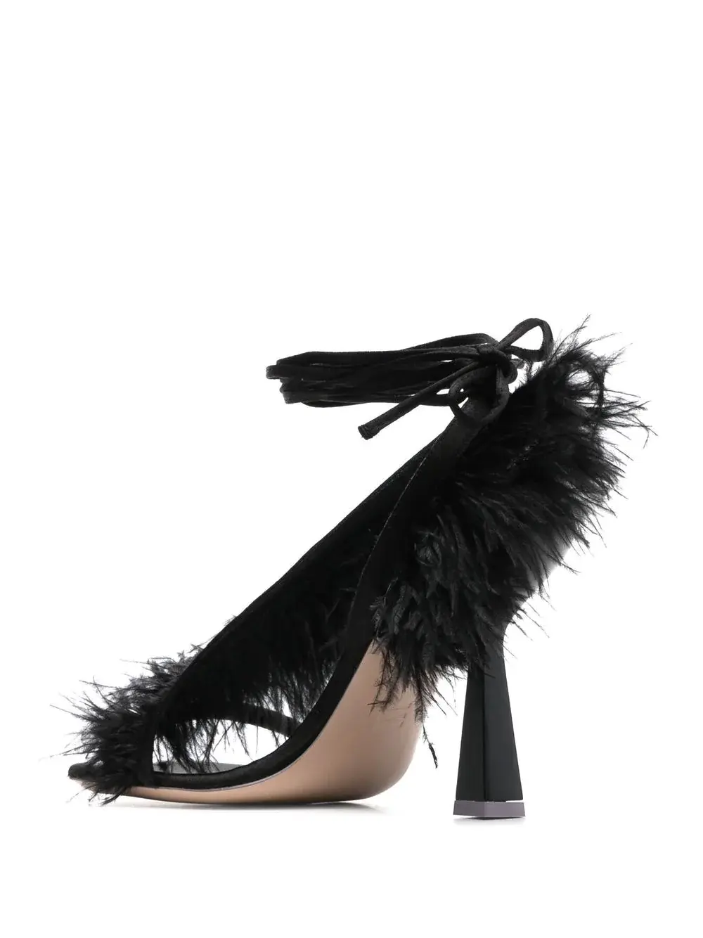 Sebastian Milano Marie A. 110mm feather-trim sandals - Black