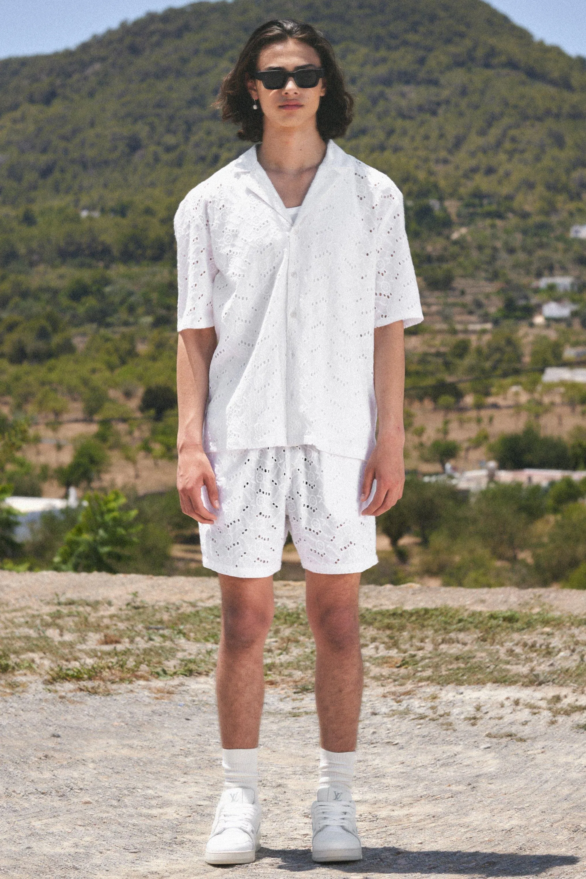 Short Sleeve Embroidered Shirt And Short Set | boohooMAN UK