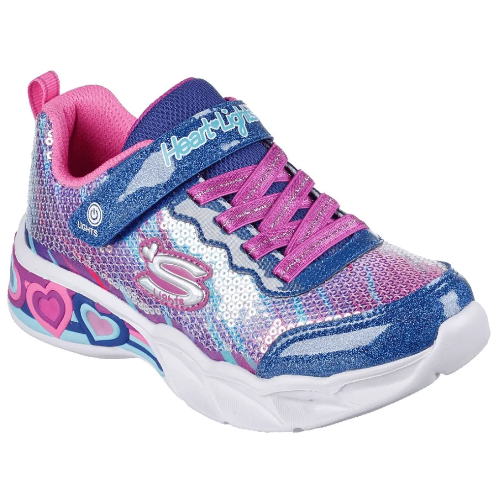 Skechers Girls S Lights Lets Shine Navy Multi Trainers