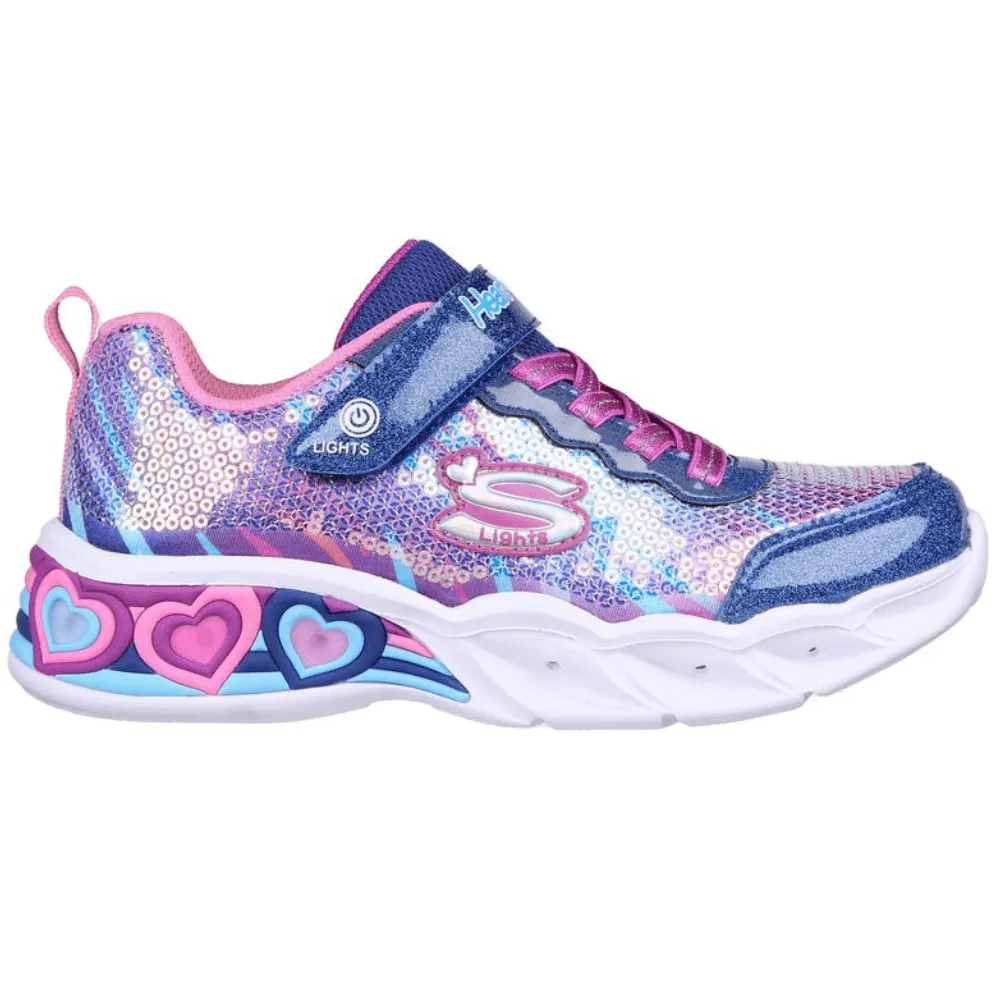 Skechers Girls S Lights Lets Shine Navy Multi Trainers