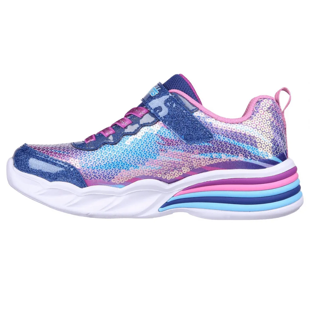 Skechers Girls S Lights Lets Shine Navy Multi Trainers