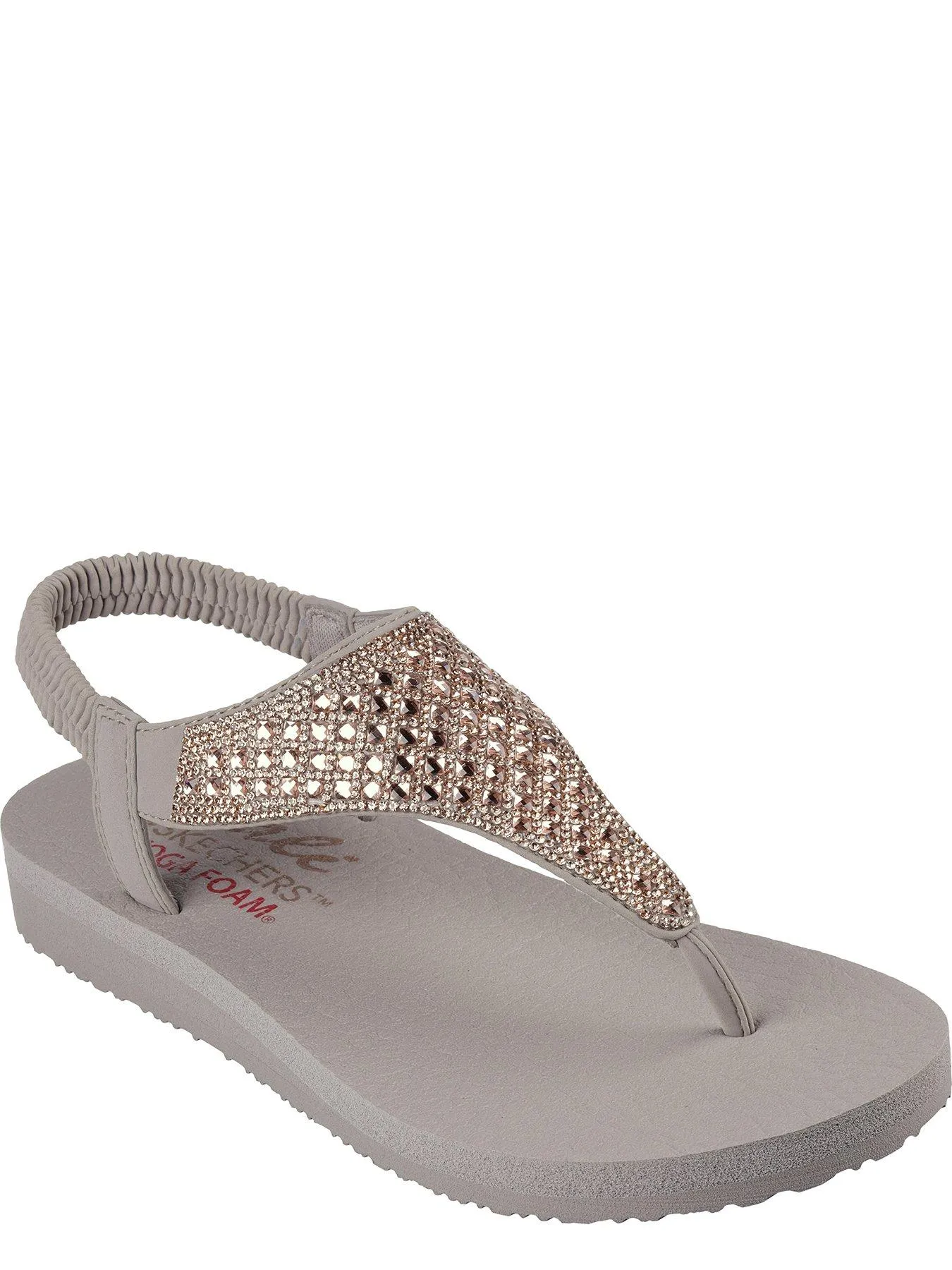 Skechers Meditation Square Rhinestone Sling Back Sandals - Taupe