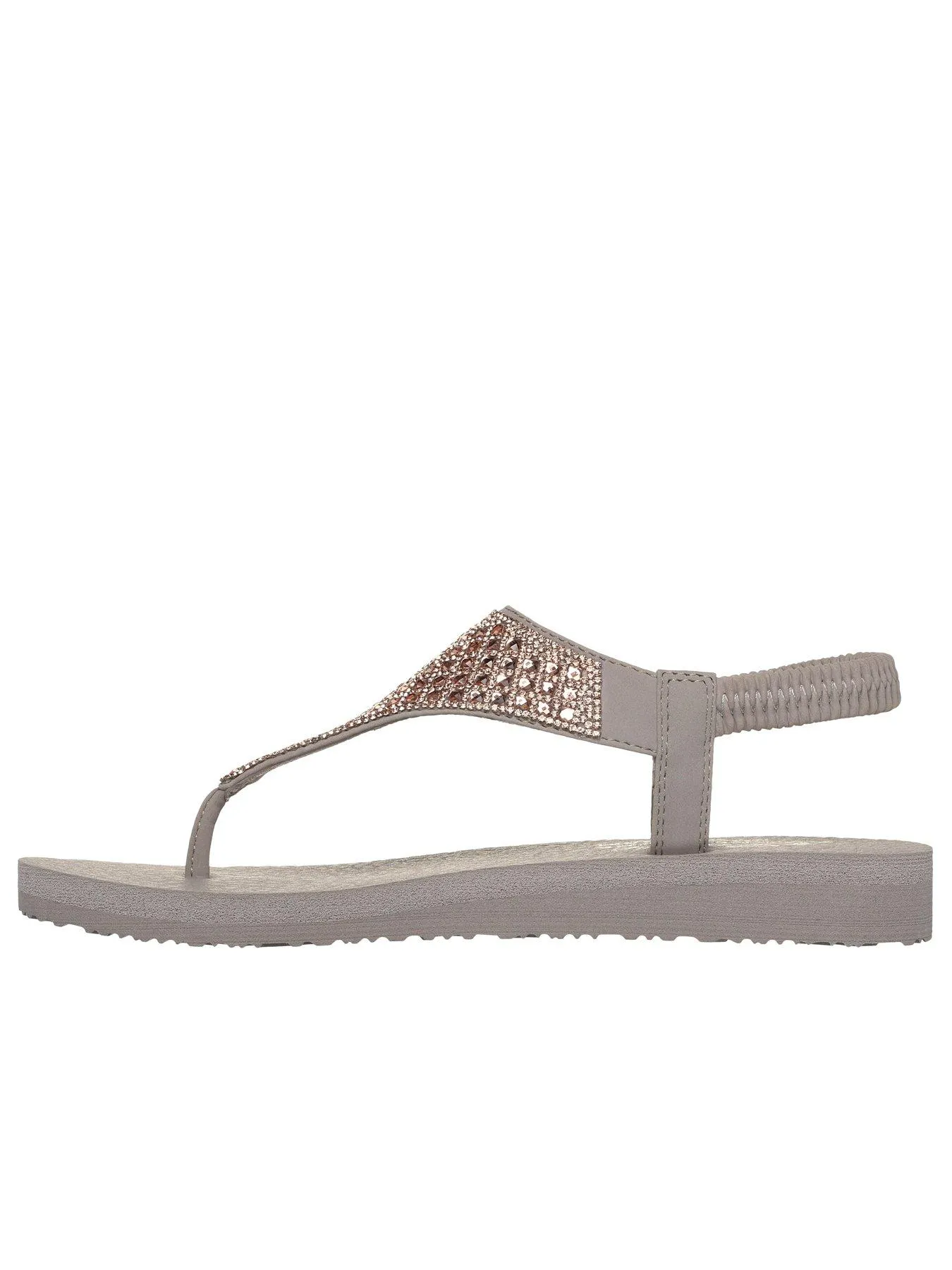 Skechers Meditation Square Rhinestone Sling Back Sandals - Taupe