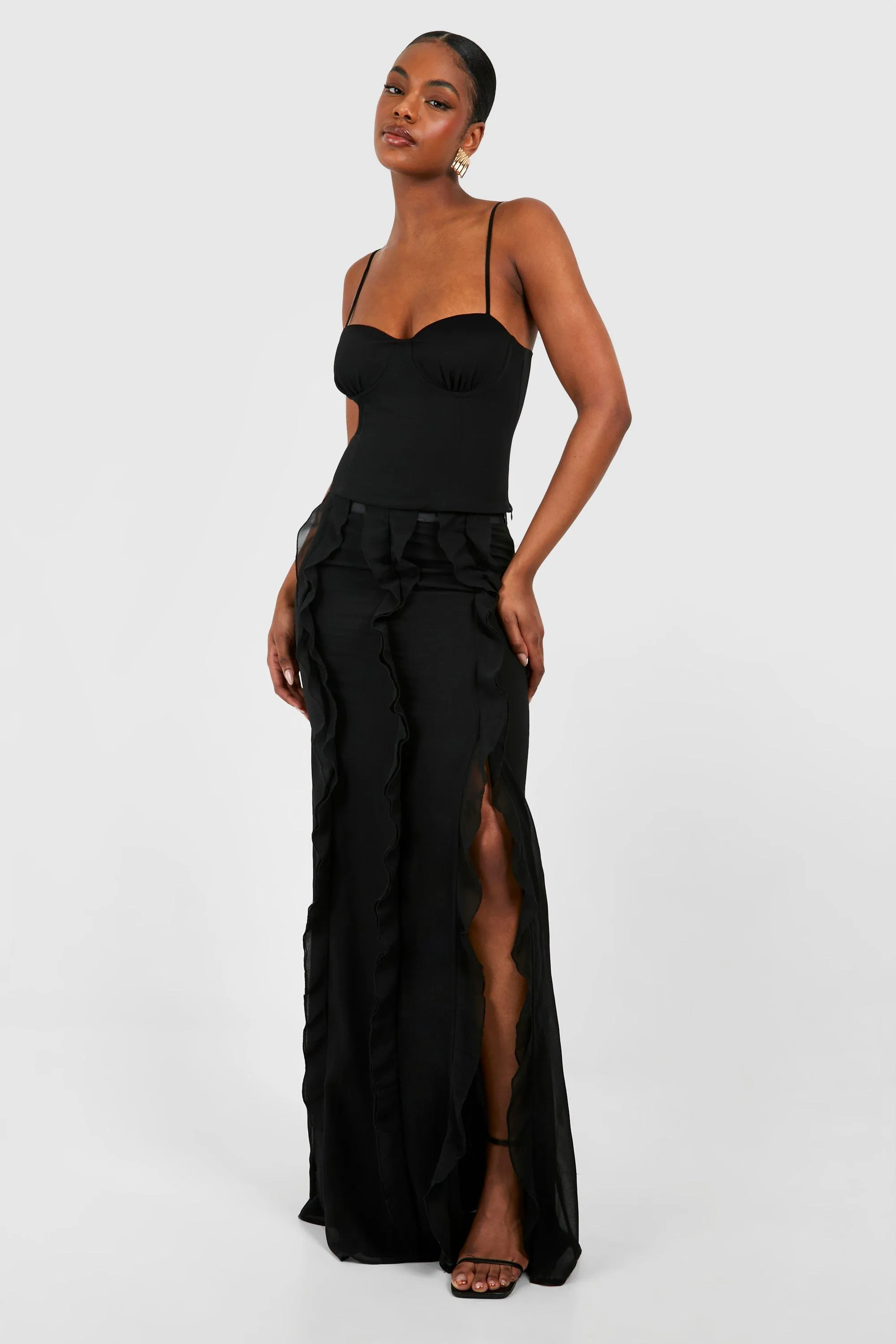 Skirt Co-ords | Tall Chiffon Ruffle Detail Maxi Skirt | boohoo