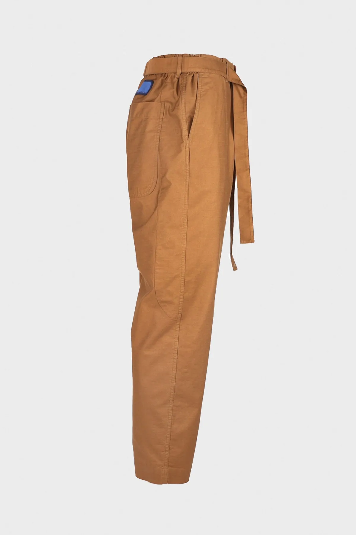 Slab Moleskin Wide Tucked Trousers - Camel