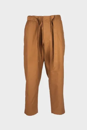 Slab Moleskin Wide Tucked Trousers - Camel