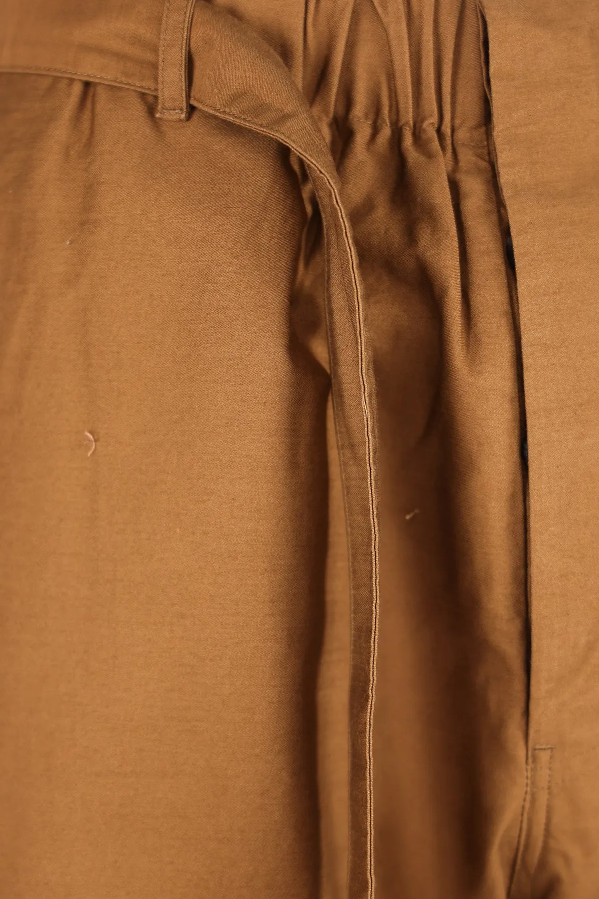 Slab Moleskin Wide Tucked Trousers - Camel