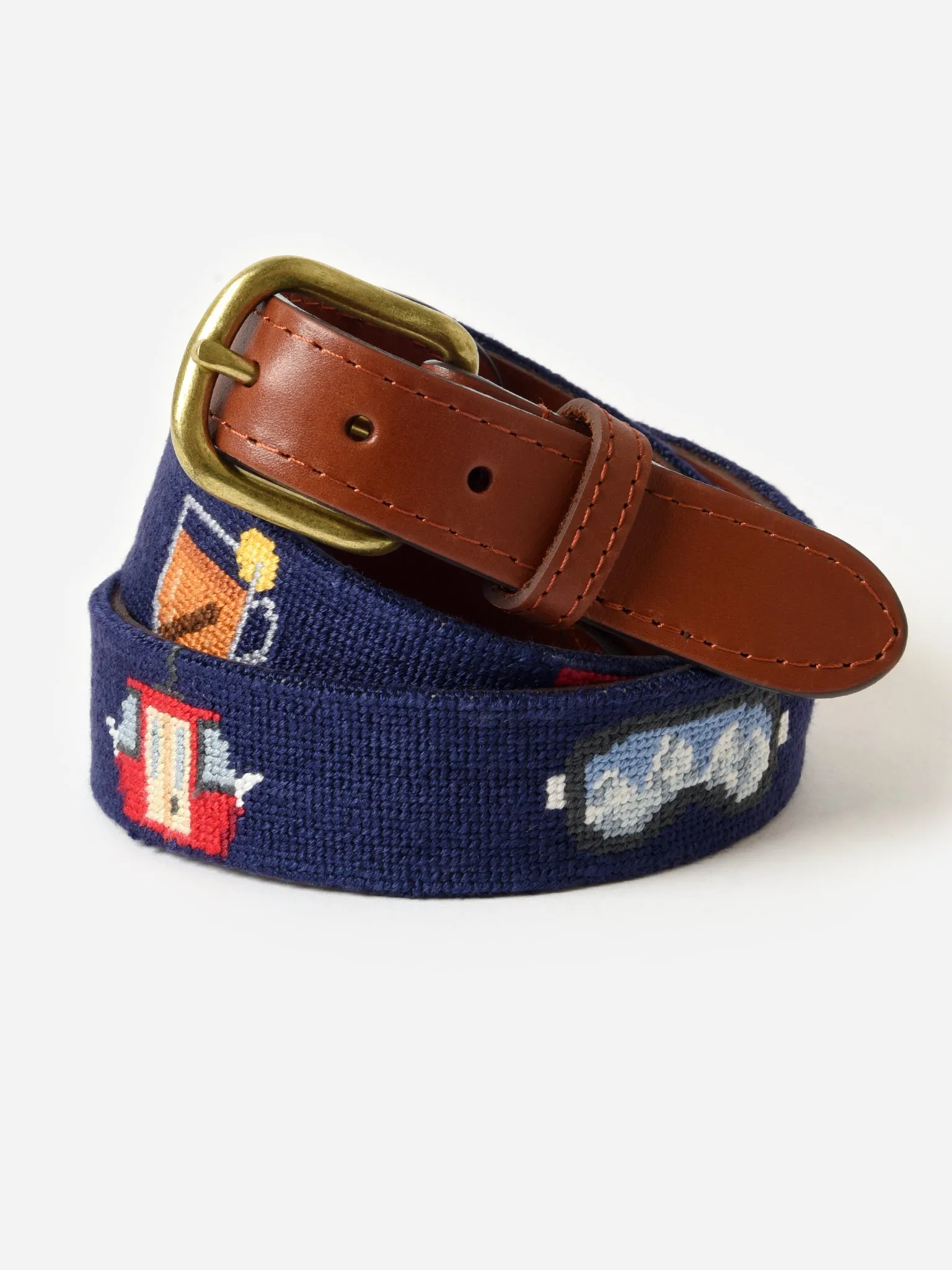     SMATHERS & BRANSON  Men's Ski Life Needlepoint Belt    