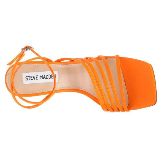 Steve Madden Womens All In Neon Apricot Sandals